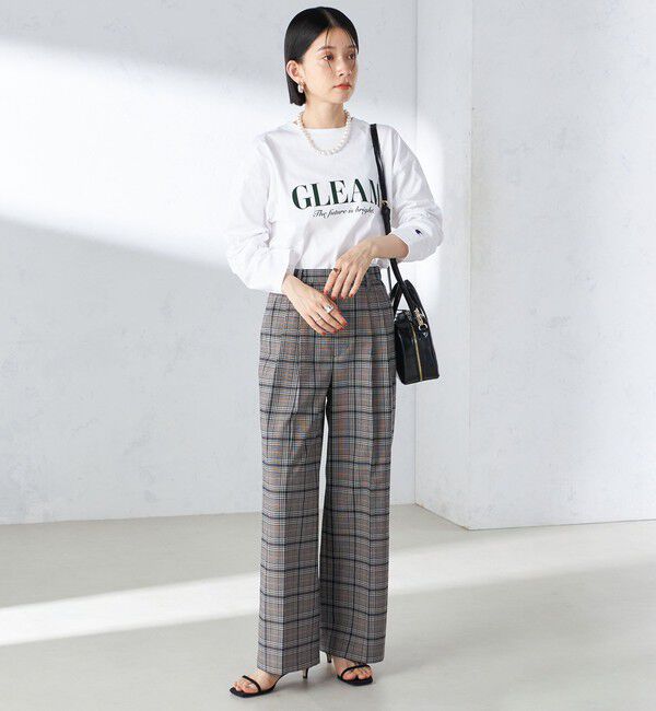 SHIPS for women「〈手洗い可能〉ウール混 チェック タック ワイド パンツ」|その他|