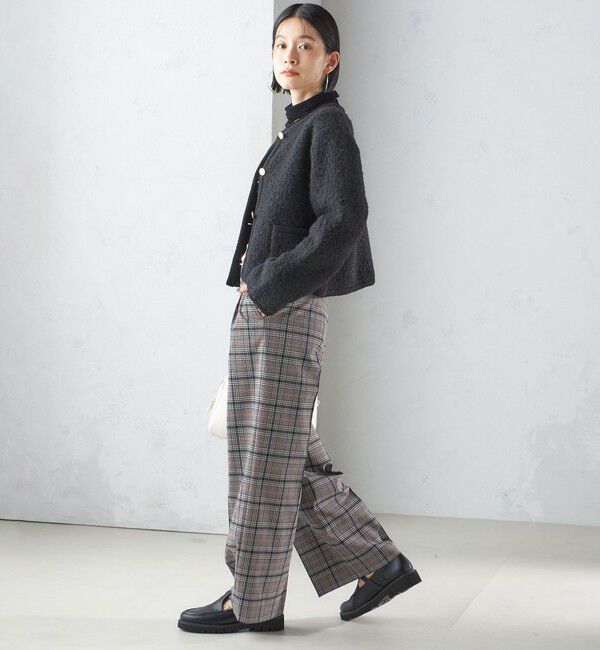 SHIPS for women「〈手洗い可能〉ウール混 チェック タック ワイド パンツ」|その他|