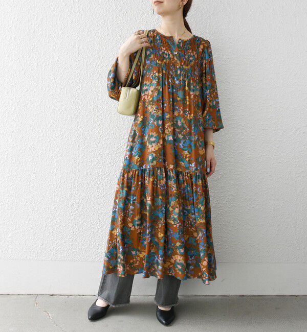 SHIPS any「SHIPS any: 〈手洗い可能〉TROUILLET フラワー プリント ワンピース」|ワンピース|ブラウン