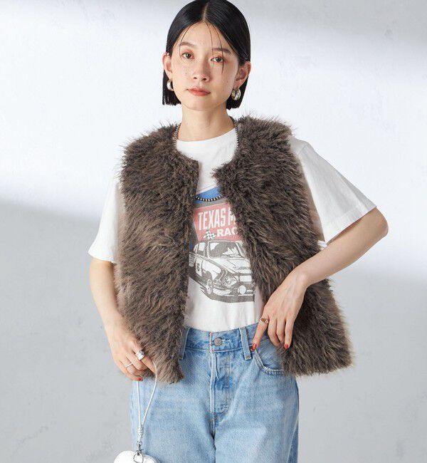 SHIPS for women「リバーシブル フェイクファー ボンディング ジレ」|ベスト・ジレ|