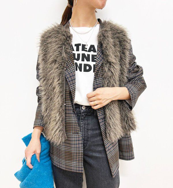 SHIPS for women「リバーシブル フェイクファー ボンディング ジレ」|ベスト・ジレ|