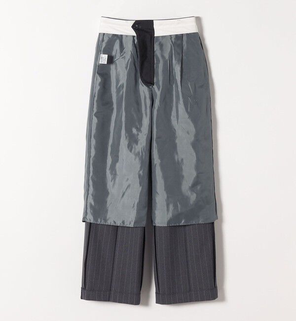 quaranciel「quaranciel:〈洗濯機可能〉サイドライン ストライプ ワイド パンツ」|スラックス|