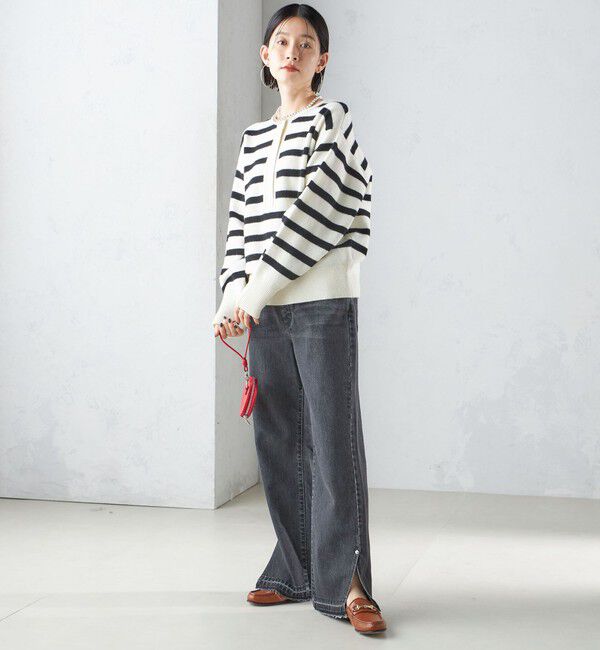 SHIPS for women「〈洗濯機可能〉サイド スリット ストレート デニム」|デニム|