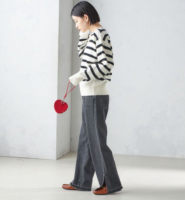 SHIPS for women「〈洗濯機可能〉サイド スリット ストレート デニム」|デニム|