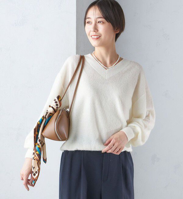 SHIPS for women「〈手洗い可能〉モヘヤ パイル Vネック プルオーバー」|ニット・セーター|