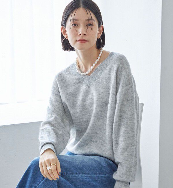 SHIPS for women「〈手洗い可能〉モヘヤ パイル Vネック プルオーバー」|ニット・セーター|