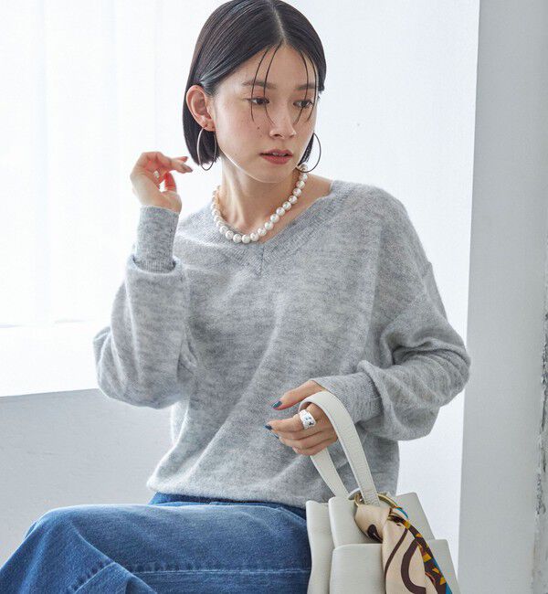 SHIPS for women「〈手洗い可能〉モヘヤ パイル Vネック プルオーバー」|ニット・セーター|