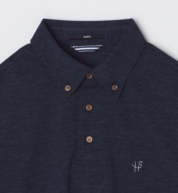 SHIPS「【WEB限定】SHIPS: 吸水速乾・UVケア Drymix（R）ワンポイントロゴ ボタンダウン 長袖ポロシャツ」|ポロシャツ|
