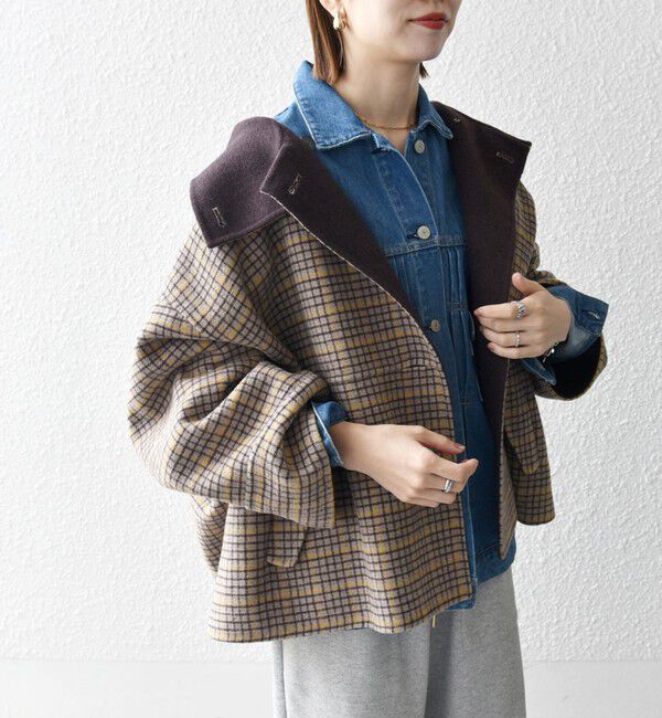 SHIPS any「【WEB限定】SHIPS any: リバー スタンドカラー ポンチョ ショート コート」|その他|