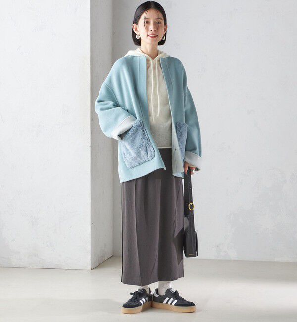 SHIPS for women「リバー ファー ポケット コート」|ノーカラーコート|