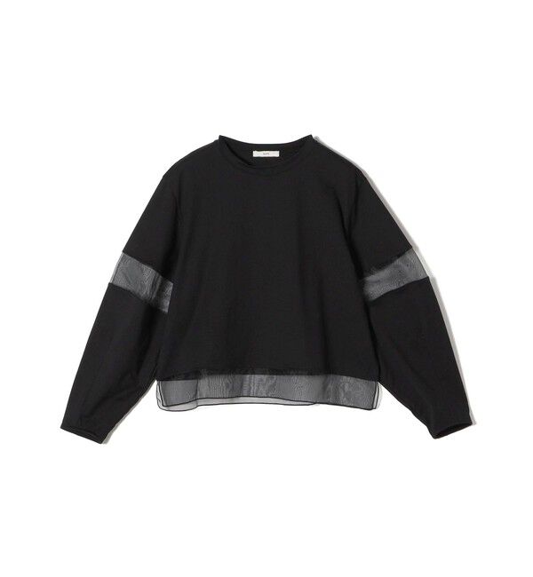 SHIPS for women「〈手洗い可能〉シアー コンビ プルオーバー ロング スリーブ」|Tシャツ・カットソー|