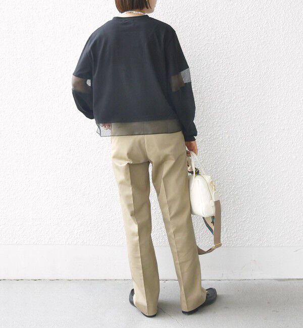 SHIPS for women「〈手洗い可能〉シアー コンビ プルオーバー ロング スリーブ」|Tシャツ・カットソー|