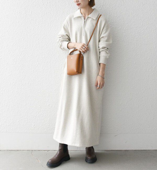 SHIPS any「SHIPS any:〈洗濯機可能〉USA コットン 裏起毛 ハーフジップ ワンピース」|ワンピース|