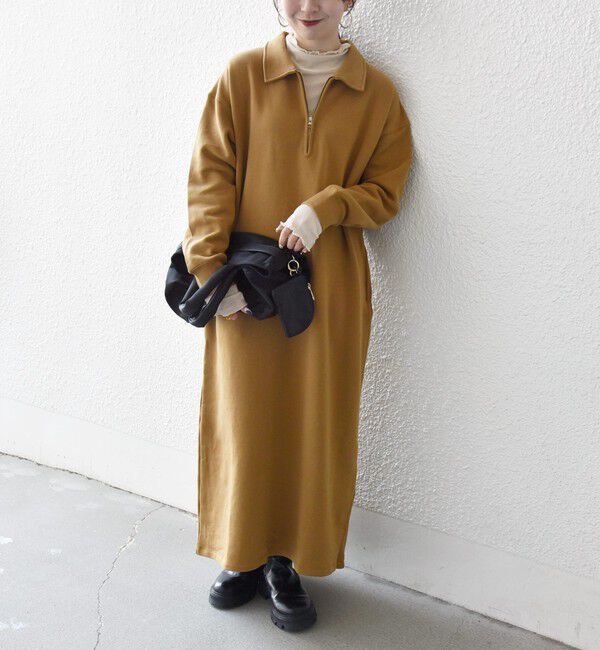 SHIPS any「SHIPS any:〈洗濯機可能〉USA コットン 裏起毛 ハーフジップ ワンピース」|ワンピース|