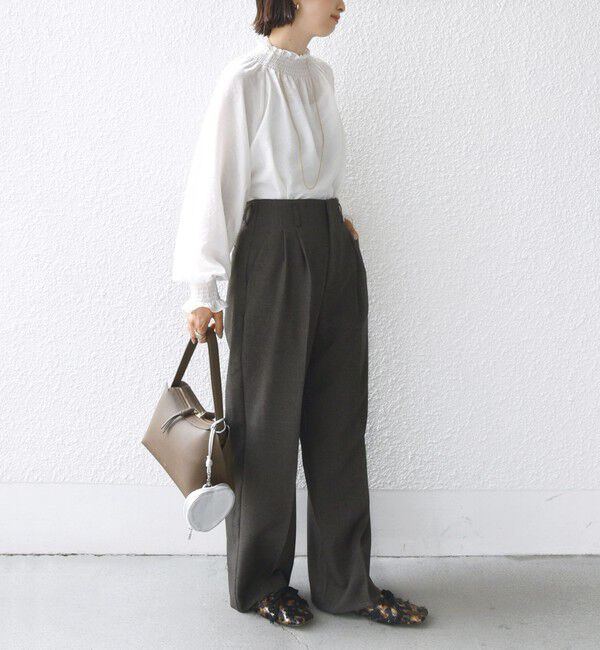 SHIPS for women「〈洗濯機可能〉シャーリング ネック 長袖 ブラウス」|シャツ・ブラウス|