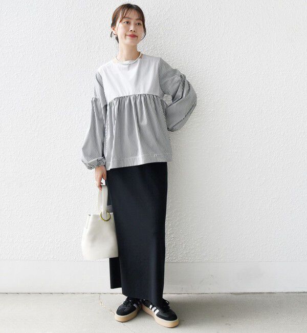 SHIPS for women「【WEB限定】〈手洗い可能〉前後 2WAY リボン デザイン ストライプ ブラウス」|シャツ・ブラウス|