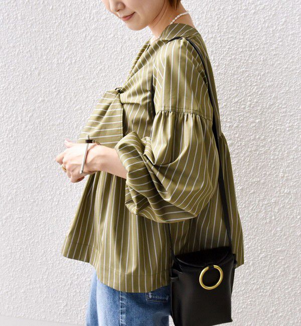 SHIPS for women「【WEB限定】〈手洗い可能〉前後 2WAY リボン デザイン ストライプ ブラウス」|シャツ・ブラウス|