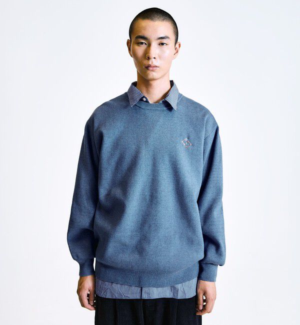 SHIPS「City Ambient Products:〈手洗い可能〉コンパクトリブ ワンポイント ロゴ ニット」|ニット・セーター|