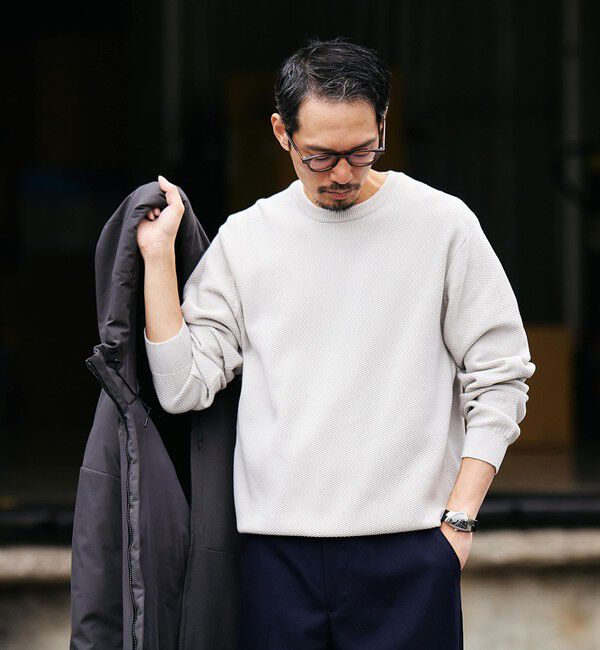 SHIPS「SHIPS:〈洗濯機可能〉SOLOTEX(R) コットン ピケ クルーネック ニット」|ニット・セーター|