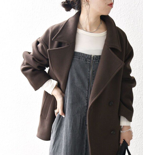 SHIPS any「SHIPS any: ウール ミックス コクーン ショート Pコート」|その他|