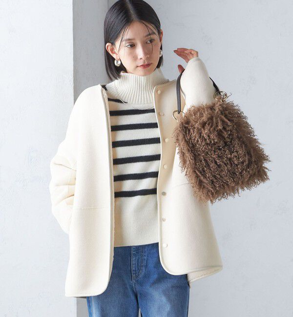 SHIPS for women「〈手洗い可能〉リバーシブル ボア &times; フリース ブルゾン」|ブルゾン・スタジャン|