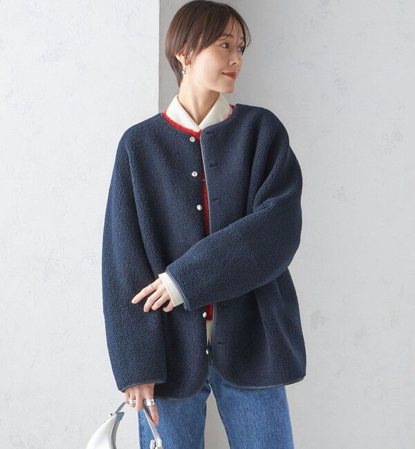 SHIPS for women「〈手洗い可能〉リバーシブル ボア &times; フリース ブルゾン」|ブルゾン・スタジャン|