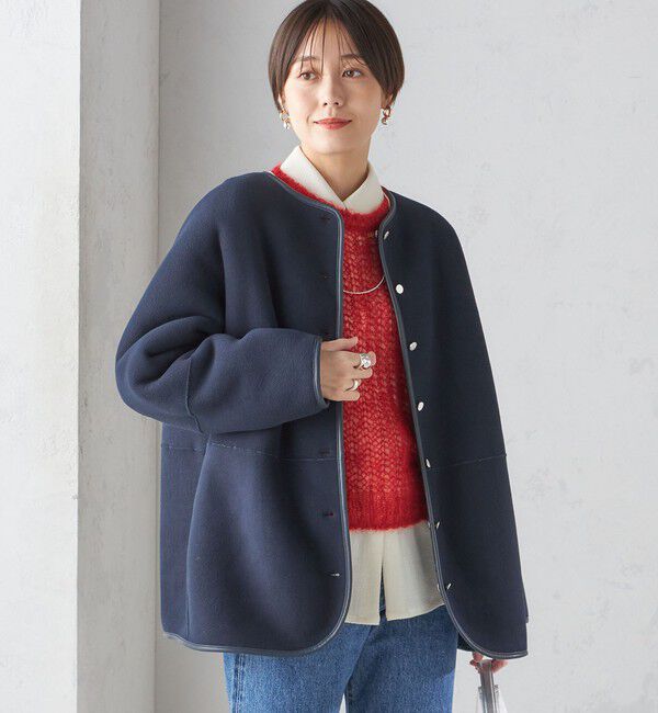 SHIPS for women「〈手洗い可能〉リバーシブル ボア &times; フリース ブルゾン」|ブルゾン・スタジャン|