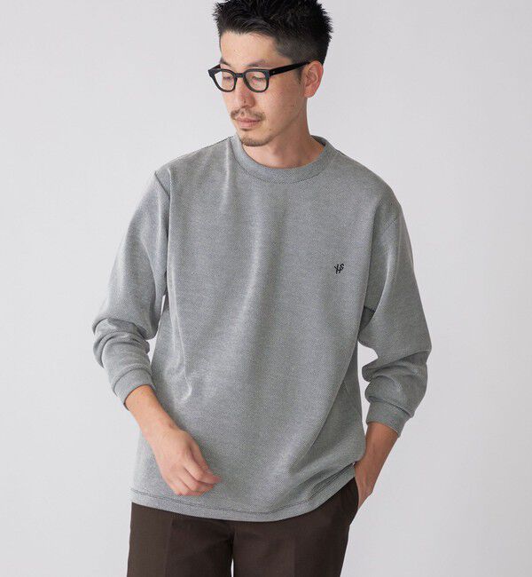 SHIPS「【WEB限定】SHIPS:〈抗菌・防臭〉ワンポイント ロゴ バーズアイ クルーネック 長袖 Tシャツ」|Tシャツ・カットソー|