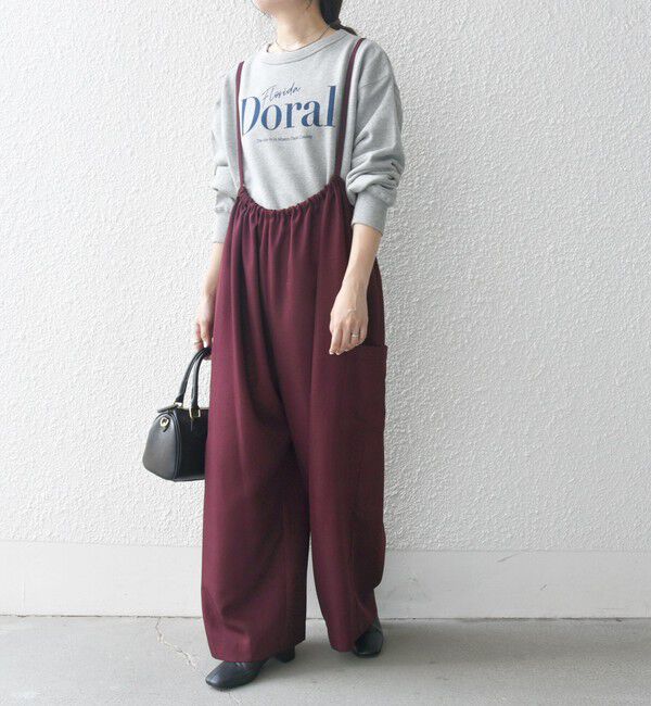 SHIPS any「SHIPS any:〈洗濯機可能〉ウーステッド イージー ギャザー サロペット」|オールインワン|ワイン