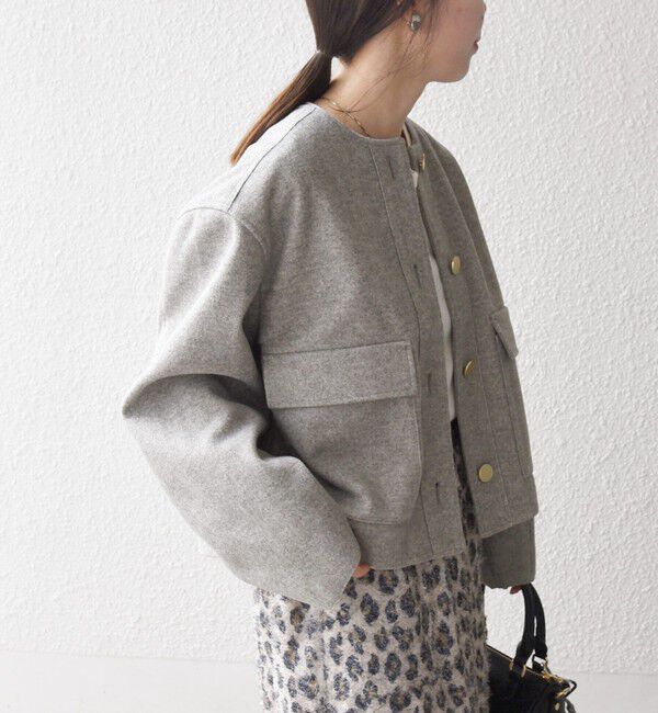 SHIPS any「SHIPS any: エア ニードル ポケット コンパクト ノーカラー ジャケット」|ノーカラージャケット|