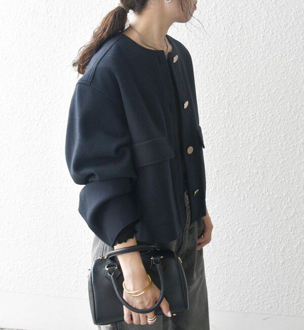 SHIPS any「SHIPS any: エア ニードル ポケット コンパクト ノーカラー ジャケット」|ノーカラージャケット|