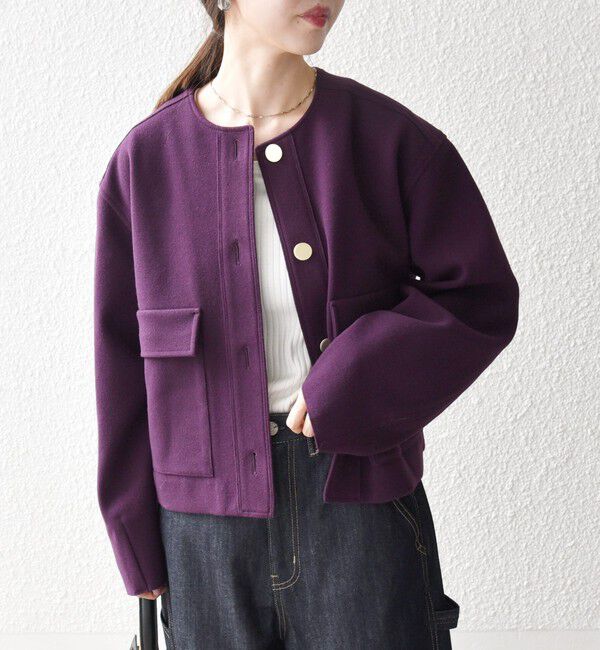 SHIPS any「SHIPS any: エア ニードル ポケット コンパクト ノーカラー ジャケット」|ノーカラージャケット|