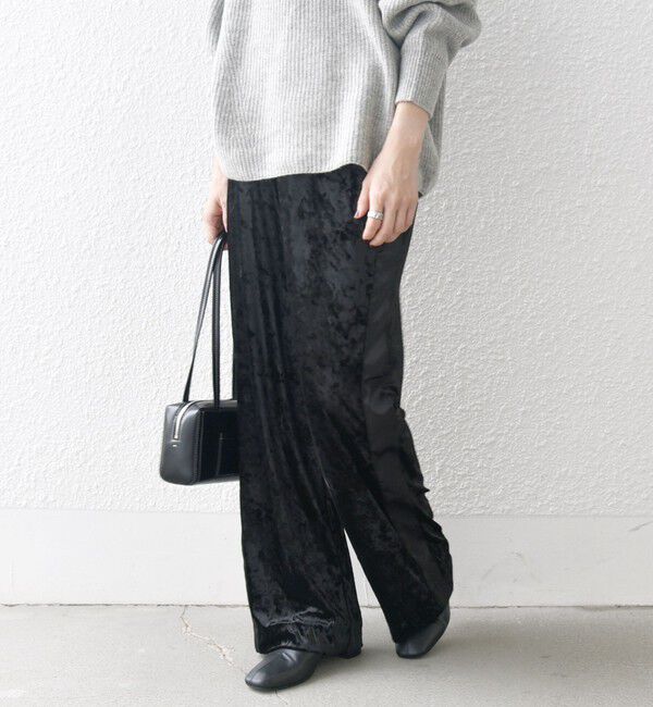 SHIPS any「SHIPS any:〈手洗い可能〉クラッシュ ベロア サイドライン ワイド イージー パンツ」|その他|
