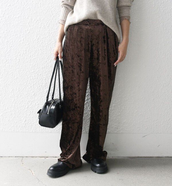 SHIPS any「SHIPS any:〈手洗い可能〉クラッシュ ベロア サイドライン ワイド イージー パンツ」|その他|