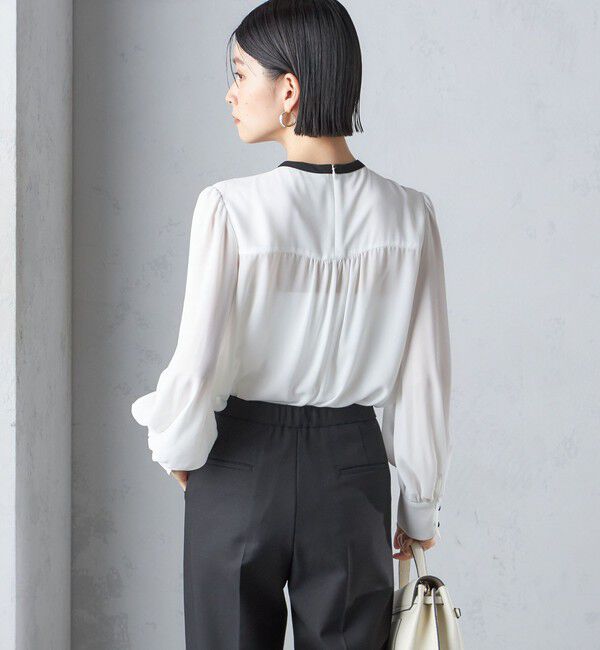 SHIPS for women「troisiemeCHACO:〈洗濯機可能〉ロング タイ ブラウス（セレモニー対応可）」|シャツ・ブラウス|