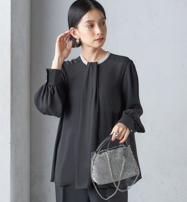 SHIPS for women「troisiemeCHACO:〈洗濯機可能〉ロング タイ ブラウス（セレモニー対応可）」|シャツ・ブラウス|