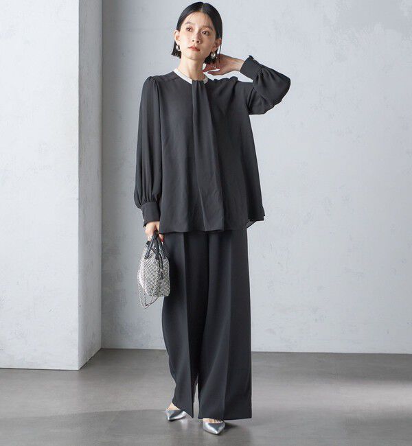 SHIPS for women「troisiemeCHACO:〈洗濯機可能〉ロング タイ ブラウス（セレモニー対応可）」|シャツ・ブラウス|