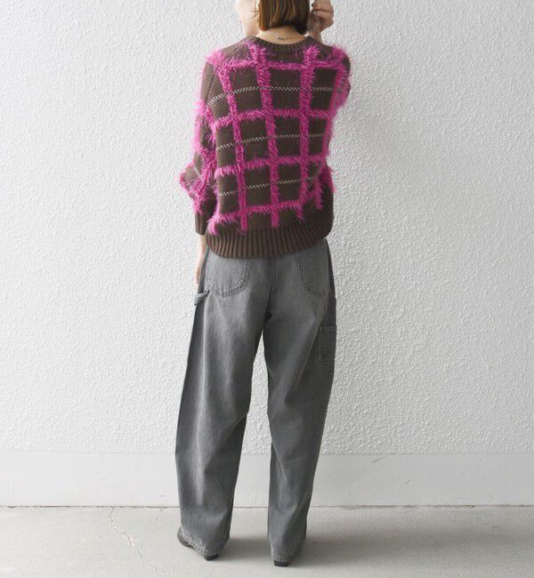 SHIPS any「SHIPS any:〈手洗い可能〉シャギー チェック クルーネック プルオーバー」|ニット・セーター|
