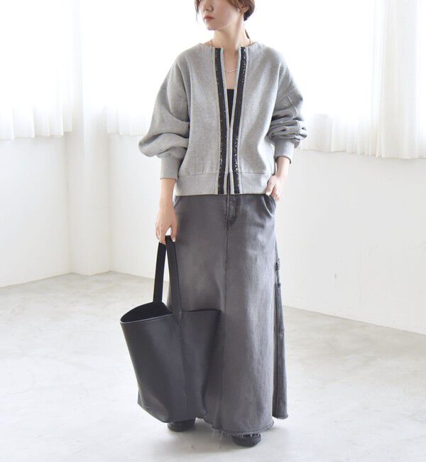 quaranciel「quaranciel:〈手洗い可能〉スパンコール テープ スウェット カーディガン」|カーディガン|