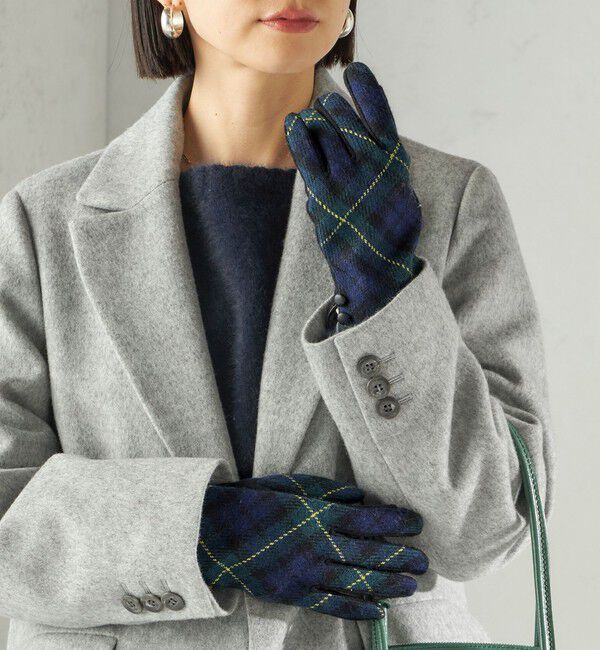 SHIPS for women「カシミヤ ミックス ジャージ グローブ」|手袋|グリーン