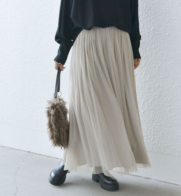 SHIPS for women「〈手洗い可能〉リバーシブル チュール カッセン スカート」|スカート|