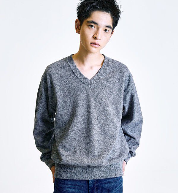 SHIPS「【City Ambient Products別注】crepuscule: LIGHT MOSS STITCH Vネックニット」|ニット・セーター|