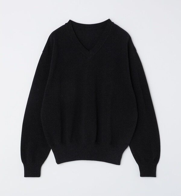 SHIPS「【City Ambient Products別注】crepuscule: LIGHT MOSS STITCH Vネックニット」|ニット・セーター|ブラック