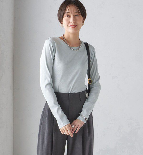 SHIPS for women「〈洗濯機可能〉シャイニー ストレッチ クルーネック カットソー」|Tシャツ・カットソー|