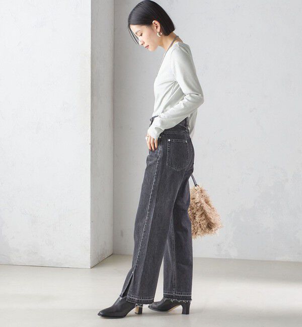 SHIPS for women「〈洗濯機可能〉シャイニー ストレッチ クルーネック カットソー」|Tシャツ・カットソー|