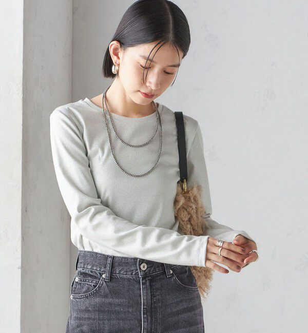 SHIPS for women「〈洗濯機可能〉シャイニー ストレッチ クルーネック カットソー」|Tシャツ・カットソー|