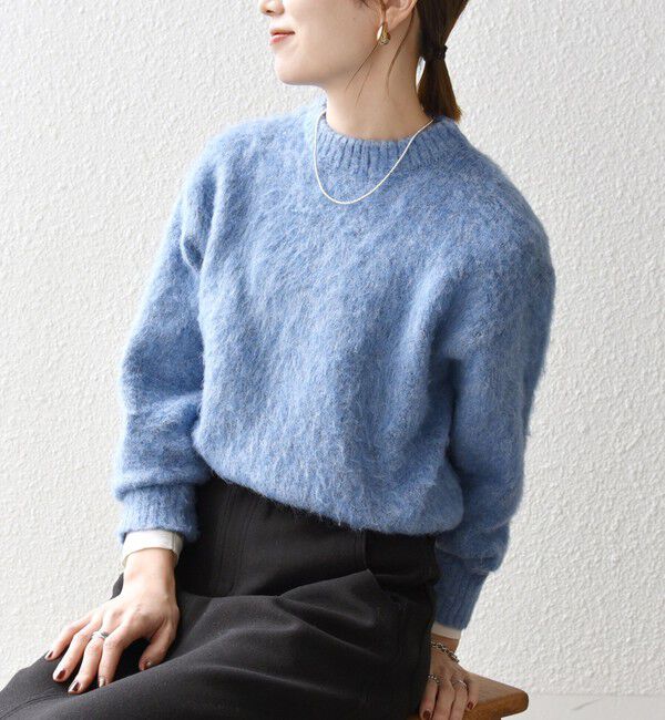 SHIPS any「SHIPS any:〈手洗い可能〉シャギー クルーネック ニット プルオーバー」|ニット・セーター|ブルー
