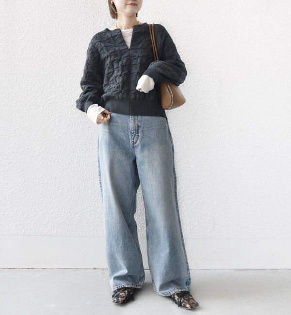 SHIPS for women「【WEB限定】〈洗濯機可能〉2WAY フラワー ジャカード ハーフ ジップ プルオーバー」|ニット・セーター|