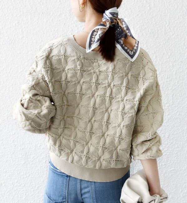 SHIPS for women「【WEB限定】〈洗濯機可能〉2WAY フラワー ジャカード ハーフ ジップ プルオーバー」|ニット・セーター|