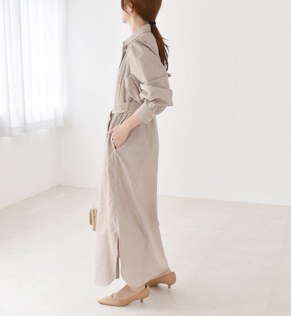 quaranciel「quaranciel:〈洗濯機可能〉シャンブレー パフ ロング シャツ ワンピース」|ワンピース|